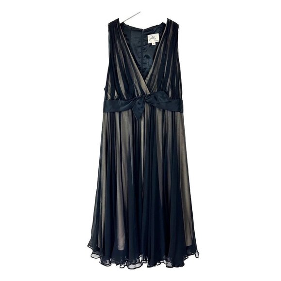 Vintage Milly Dress Women Size 4 Black Silk 60"s Cocktail Empire Bow Chiffon - Picture 1 of 8
